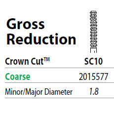 Two Striper FG #SC10 Gross Reduction Coarse Diamond Bur, Crown Cut. Pack of 5