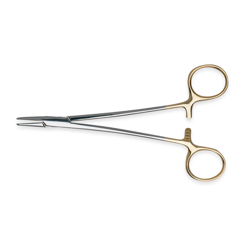 Premier Crile-Wood 6' Needle Holder with TC Tungsten Carbide Inserts and gold