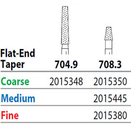 Two Striper FG 704.9 Coarse Diamond Bur Flat-End Taper. Pack of 5