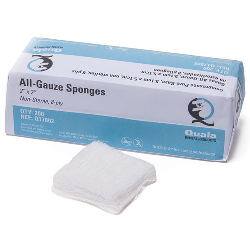 Quala 2' x 2' 8-ply All Gauze sponges 5000/case. Non-sterile