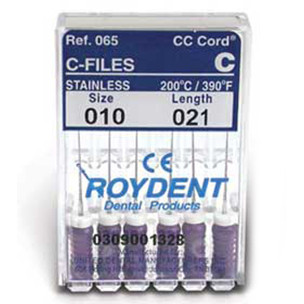 Roydent #06, 25 mm, Heat-tempered Steel C-File. Package of 6 Files
