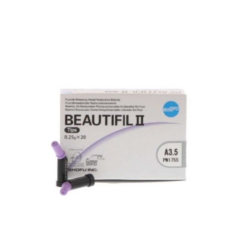 Beautifil II A3.5 Compules, 20 - 0.25 Gm. Compule Tips. Nano-Hybrid Composite