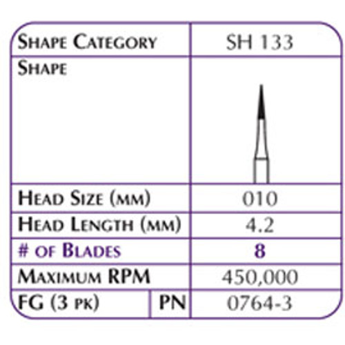 Robot FG #SH 133 8 Blade CTF Carbide Finishing Burs 3/Pk. For Cosmetic Trimming Robot FG #SH 133 8 Blade CTF Carbide Finishing Burs 3/Pk. For Cosmetic Trimming