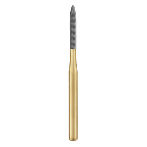 SS White FG #H48L.012 Long Flame Shaped 12 Blade Trimming and Finishing Carbide Bur, 5/Pack.