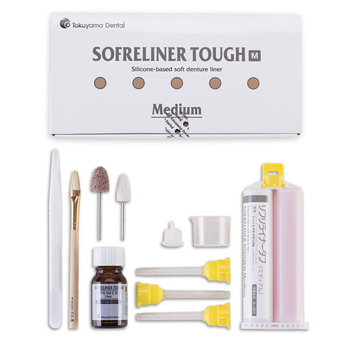 Sofreliner Tough M (Medium) Kit - Silicon Denture Relining Material, for Long