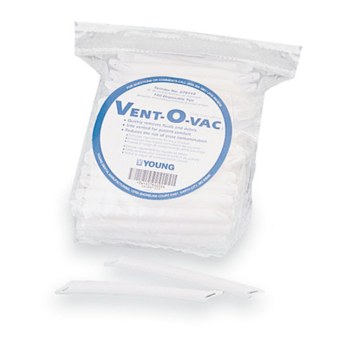 Vent-O-Vac 5' Disposable HV Evacuators, 2 Vented Ends 100/Bag.