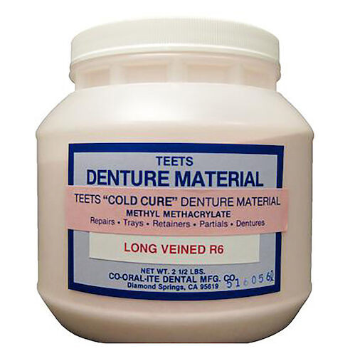 Teets Denture Powder and Liquid Cold Cure Powder, Long Vein, 2.5 lb.