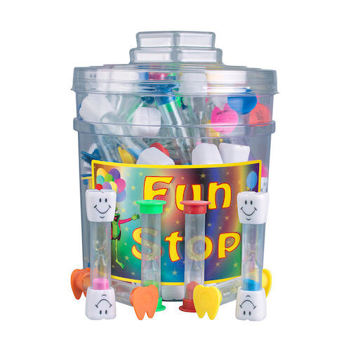 Fun Stop Canister Mix Assorted 3 Minute Brushing Timers, 75/Pkg.