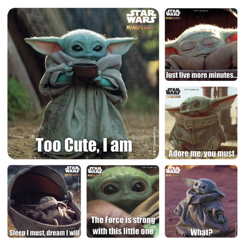 Kids Stickers Baby Yoda 100/Box