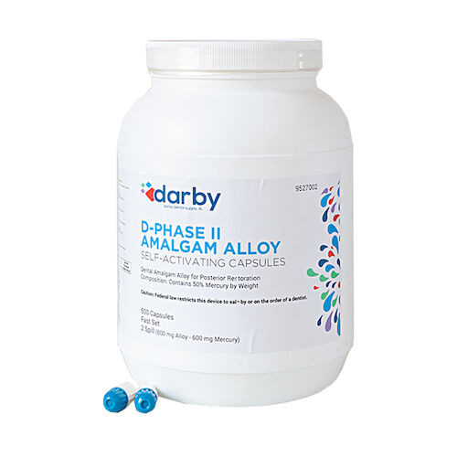 D-Phase II Amalgam Alloy Fast Set, Two Spill, 600mg, Navy/White, 500/Pkg