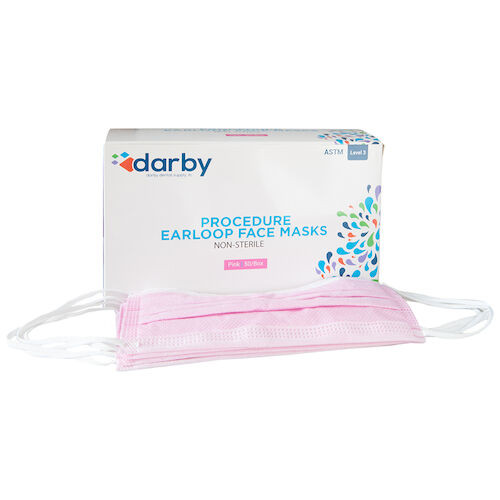 Procedure Earloop Masks ASTM Level 3 , Pink, 50/Box