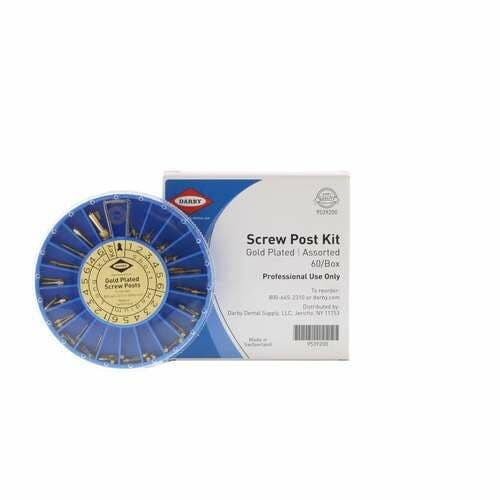 Screw Post System Screw Post Assortment, Gold, 60/Pkg.