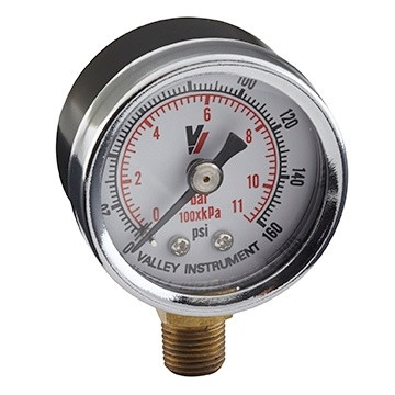 Pressure Gauge 1 1/2" Round 0-160 PSI Bottom Mount