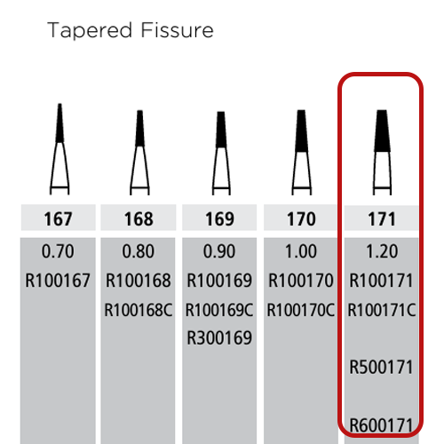 Alpen Carbide Bur 171-315-1.20-4.50 Tapered Fissure, 10 pcs