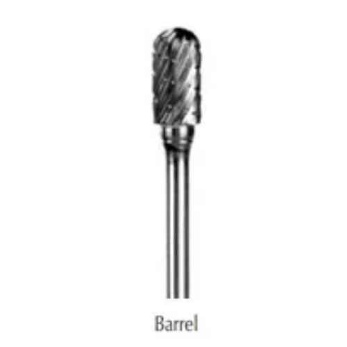 Buffalo Dental, Barrel, 1/4" Head Dual Cut Regular HP Carbide Bur, 1/8" Shank, 18500