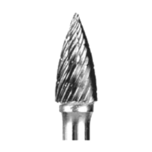 Buffalo Dental, 3/8" Flame (C3/8) Diamond Cut Coarse Carbide Bur w/ 1/4" Shank, 19120CDM