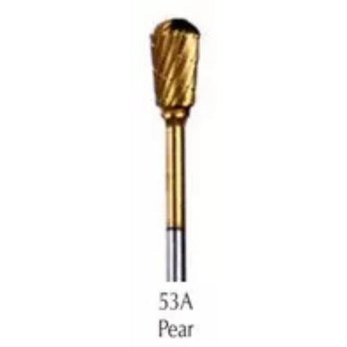 Buffalo Dental, Pear (53A) TNT-Coated Dual Cut Regular HP Carbide Bur, 53A-GOLD
