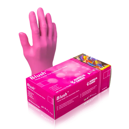 Blush Pink Nitrile PF Gloves, 200/Box, X-Small