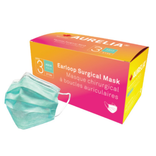 Surgical Mask Aqua ASTM Level 3 Made in Canada 50/Box