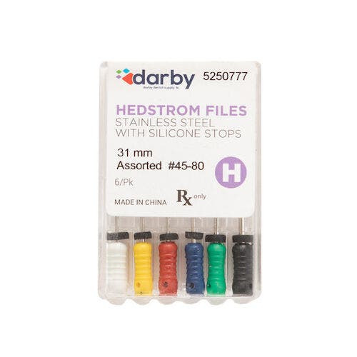 Hedstrom Files with Silicone Stops, 31mm, Assorted #45-80, 6/Pkg.