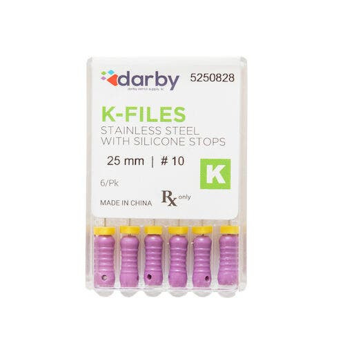 K-Type Files, 25mm, #10, 6/Pkg