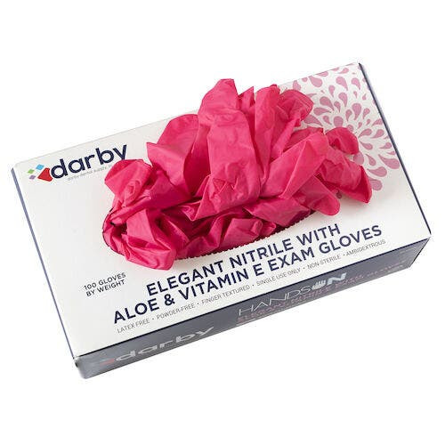 HandsOn Elegant Nitrile with Aloe & Vitamin E PF Gloves, X-Small, 100/Box