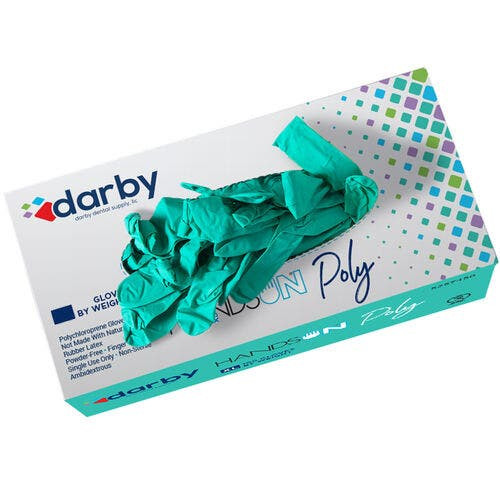 HandsOn Green Poly Gloves, Extra Large, 100/Box, Green