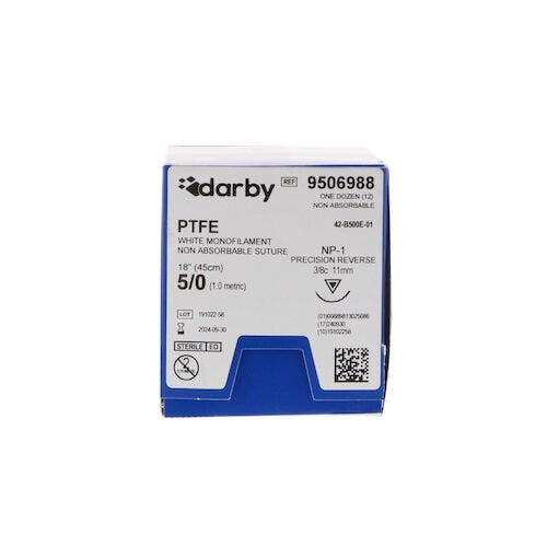 PTFE Sutures, 3/8 NP-1 5/0 18", 12/Box, 500E-DAR