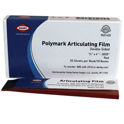 Polymark Articulating Film, , 13 microns, 450/Strips, Red, DoubleSided
