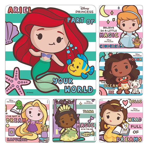 Kids Stickers Disney Princess Chibi 100/Box