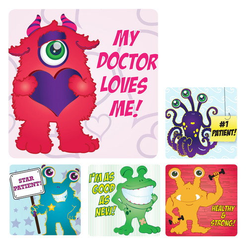 Kids Stickers Healthy Strong Monster Medical Patient 100/Box