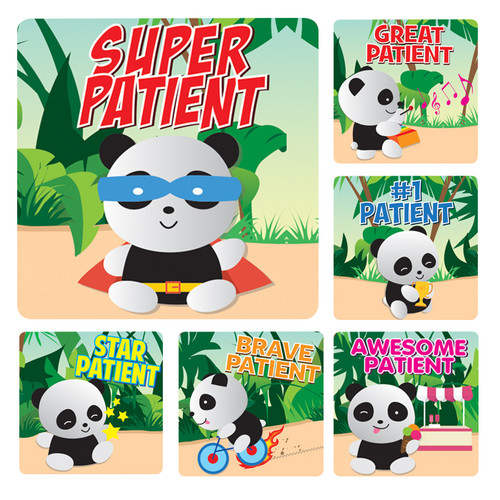 Kids Stickers Panda Patient 100/Box