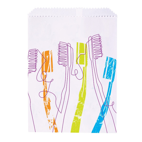 Kids Paper Bags Modern Toothbrushes 100/Box
