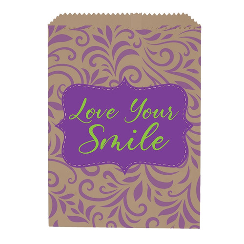 Kids Paper Bags Love Your Smile Brown 100/Box