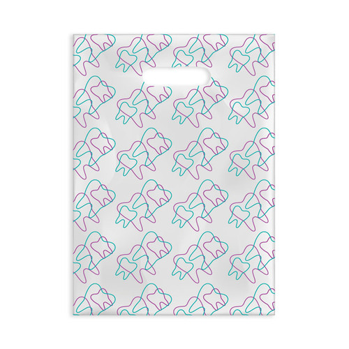 Plastic Bags Purple/Green Tooth Shapes Scatter 100/Box
