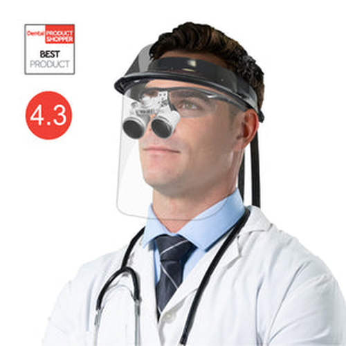 Pac-Dent, iVisor Loupe Visor and Shield Kit, 1 x Space Blue visor, 1 x Cinch cord, 1 x LC filter, 3 x Face shields, 2 x Mini shields, 9 cm, V201SBK-M