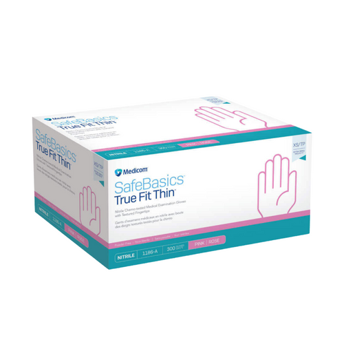 SafeBasics True Fit Thin Blue Powder Free Nitrile Gloves, 300/Box, X-Small