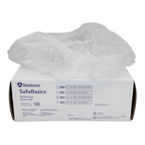 SafeBasics 24" (61cm) Bouffant Cap, 100/Box, Blue