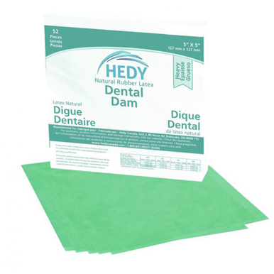 Hedy Dental Dam, Green, 5"x5", Thin, 52/Box