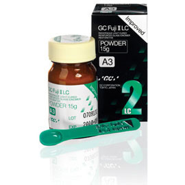 GC Fuji II LC - A3 Light-Cure Resin Reinforced Glass Ionomer Restorative, 15 Gm. Powder. - exp. 12/2027