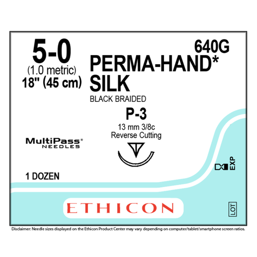 Ethicon Perma-Hand 5/0, 18" Silk Black Braided Non-Absorbable Suture, 12/Box - exp. 07/2029