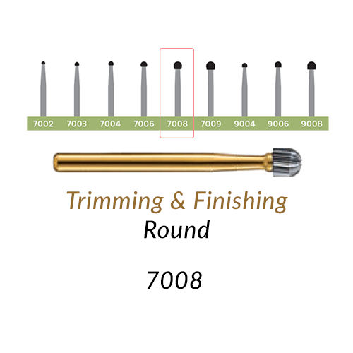 Carbide Burs. FG-7008 T&F 12-blades Round. 10 pcs.