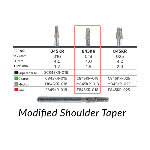 NTI Diamonds Modified Shoulder Taper 845KR-018 Fine 5/Pk NTI Diamonds Modified Shoulder Taper 845KR-018 Fine 5/Pk