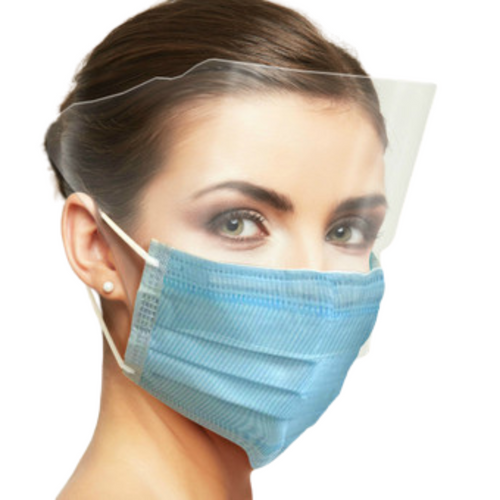 Medical Grade ASTM 3 Blue Masks WITH SHIELD 25/PK By Unipack/Dukal