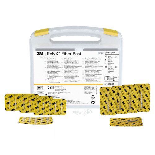 3M RelyX Fiber Post Introductory Kit. Kit contains: 15 total posts, 5 of each