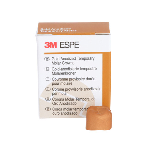 3M ESPE #2 Upper Right 1st Molar Gold Anodized Temporary Crown Form, Box of 5
