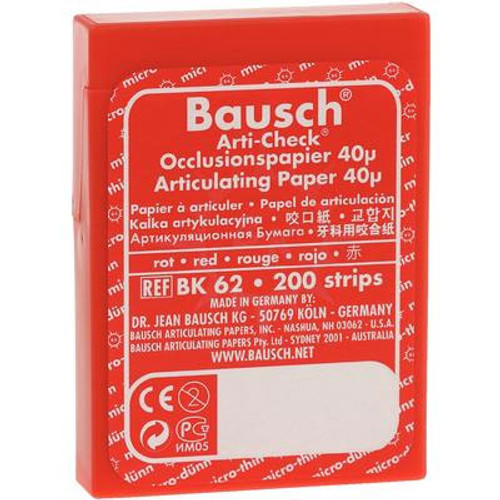 Bausch Arti-Check Micro-Thin .0016' (40 microns) RED Articulating Paper, 200