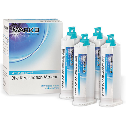 MARK3 Bite Registration Fast Set, Vinyl Polysiloxane Material, 4 x 50ml Cartridges.