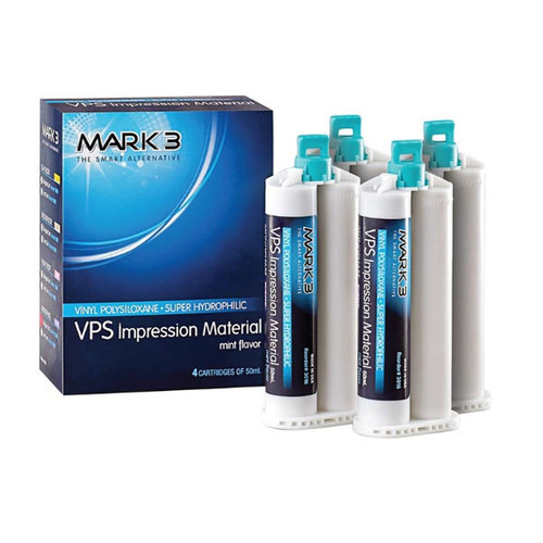 MARK3 VPS Impression Material, Monophase, Fast Set, 4 x 50 mL Cartridges