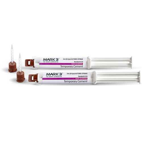 MARK3 Temporary Non-Eugenol Cement, 2 x 5mL Automix Syringes (1:1) and 20 Mixing Tips